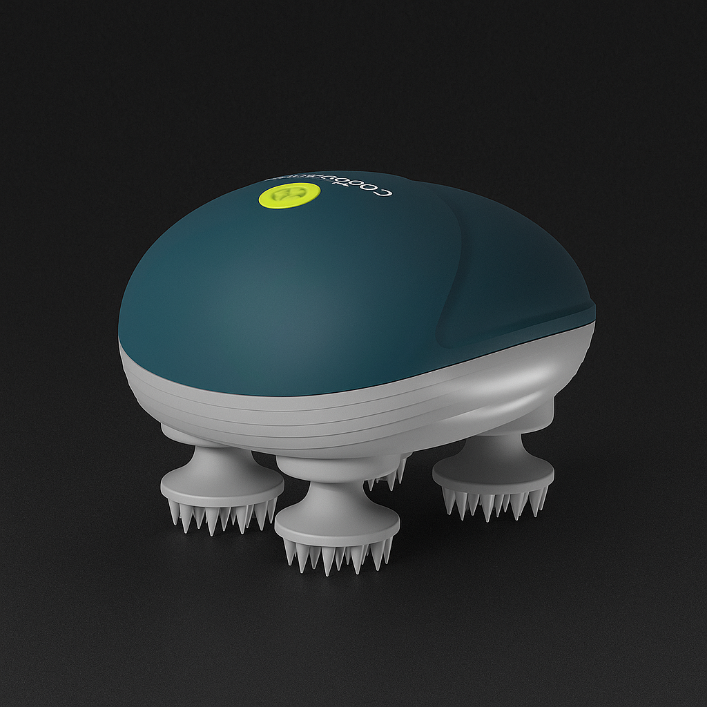 Revive Rechargeable Scalp & Body Massager – 4 Rotating Heads, 96 Soft Silicone Bristles