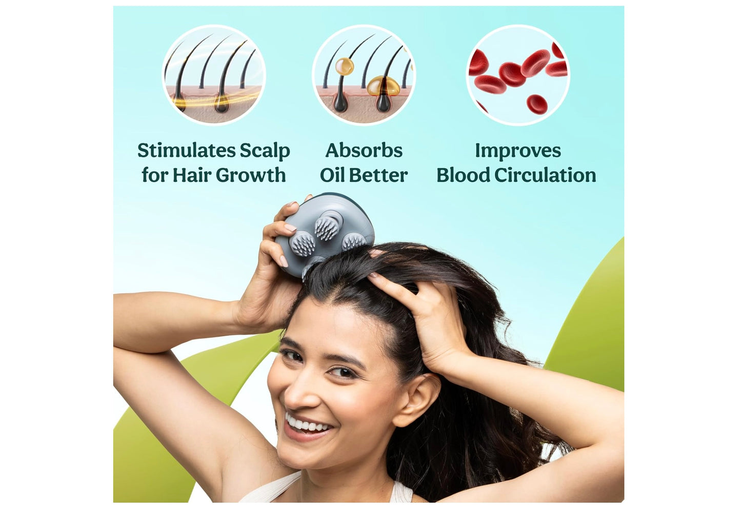 Revive Rechargeable Scalp & Body Massager – 4 Rotating Heads, 96 Soft Silicone Bristles
