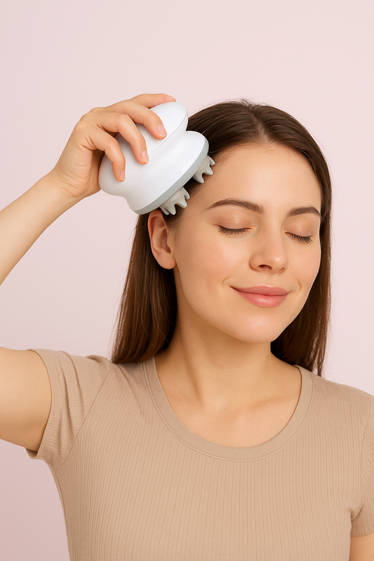 Revive Rechargeable Scalp & Body Massager – 4 Rotating Heads, 96 Soft Silicone Bristles