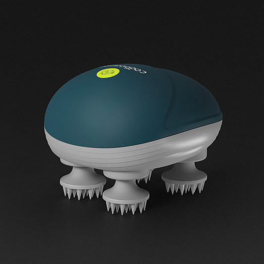 Revive Rechargeable Scalp & Body Massager – 4 Rotating Heads, 96 Soft Silicone Bristles